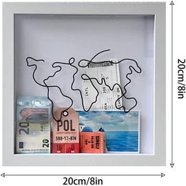 Priaora Journey Keepsake Box, Shadow Box Frame, Travel Memories Keeper, Expedition Collector Box, Ticket Stub Holder, Top Loading Display Casefor Movie Theater Travel Tickets (8in )(K138-1)