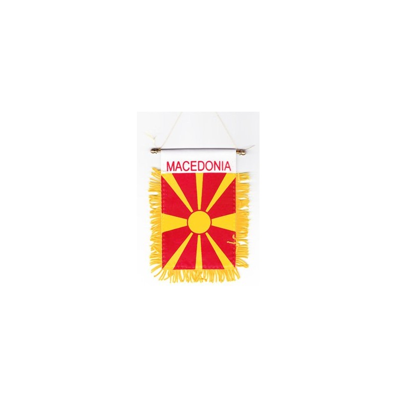 Republic of North Macedonia Fringed Rear-View Mirror Window Hanging Flag