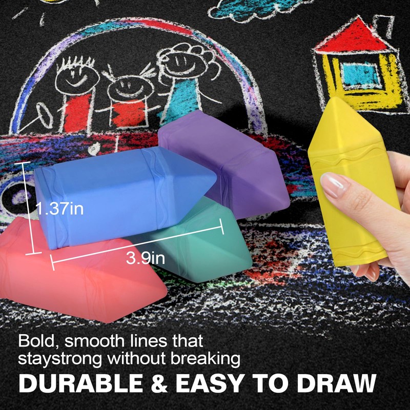 FELIZROCA Non Toxic Walkway Chalk for Toddlers, Jumbo Chalk, Sidewalk