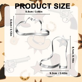 2pcs Cowboy Cookie Cutter, Stainless Steel Cowboy Boot & Western Hat Shapes Cookie Mold Dishwasher Safe Baking Tools for Making Pastry Scones Dough Fondant