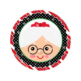 Merry Christmas Mrs. Santa Claus Faces Wreath Accessory Sign Wall Art