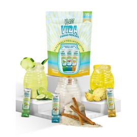KLASS VIDA Variety Pack Hydration Sugar-Free Powder Packets |Electrolyte Agua Fresca Drink Mix |Pineapple, Horchata & Cucumber Limeade |15 Single Serve Sticks |Low Calorie, Natural Colors and Flavors