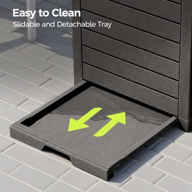 ComeWay 38 Gallon Outdoor Trash Can Waterproof Resin Garbage Can with Tiered Lid & Drip Tray Indoor and Outdoor Use Trash Bin for Patio Kitchen, Backyard & Deck, Black