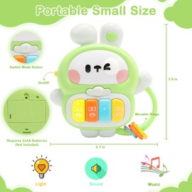 Redbeann Baby Musical Toys 6-12 Months, Rabbit Piano for Baby Musical Toys for Toddlers 1-3, Busy Board with Music & Light, Birthday Toy for Infant Toddler 1 Year Old Boy Girl Gifts (Green)