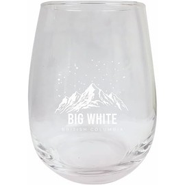 R and R Imports Big White British Columbia Souvenir Ski Adventures 15 oz Engraved Wine Glass 4-Pack