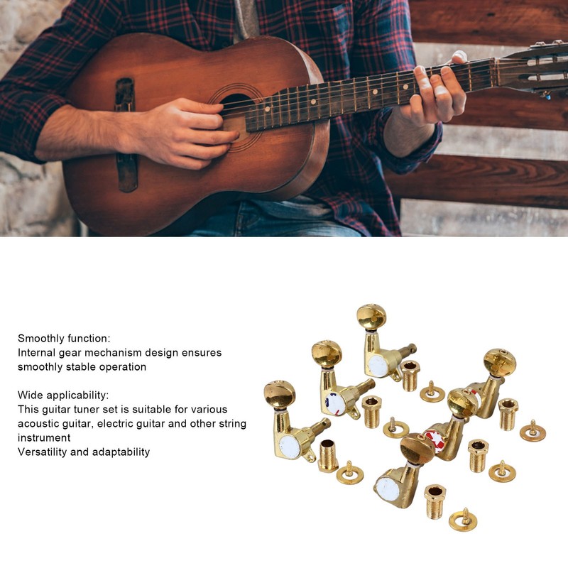 6Pcs Full Closed Guitar Tuning Key Accurate Fast Operation Stable