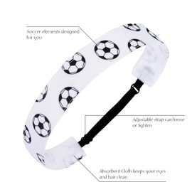 AMCAMI Soccer Headbands for Girls 4 Pcs Sports Headbands Non Slip Head Bands for Girls Hair Soccer Headbands for Girls Athletic Headband Soccer Accessories for Girls