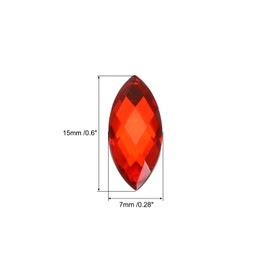 MECCANIXITY 50Pcs Acrylic Horse Eye Gems 7x15mm Flat Back Artificial Rhinestones for DIY Crafts Bead Wedding Party Face Painting Jewelry Making Red