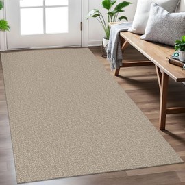 EARTHALL Woven Area Rug 3x5 Ft Washable Rugs for Entryway, Braided Rubber Backed Throw Rugs Door Mat Indoor Outdoor Entrance, Cotton Woven Carpet for Kitchen Foyer Front Door Living Room, Send/Beige