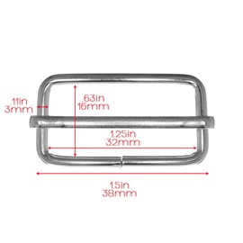 Craft County 25 Piece 1.25 Inch Metal Tri-Glide Slides Buckle Webbing Slider for Fasteners Strap Backpack, Silver