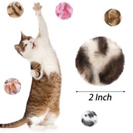 Nicunom 30 Pcs Cat Pom Pom Balls, 2" Faux Fur Pom Poms Catnip Furry Cat Toys Balls Fuzzy Large Soft Cat Plush Ball for Kitten Pet Interactive Chasing Playing Exercising (Leopard Style)