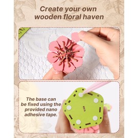 KAAYEE 3D Puzzles for Adults Flower-Carnation, Wooden Flowers Model Kit Set DIY Crafts to Build, Mother's Day/Botanical Collection/Ideal Creative Gift Ideas/Housewarming