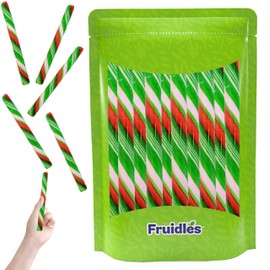 Fruidles Swirl Candy Cane Sticks Suckers, Old-Fashioned Multicolored Lollisticks, Individually Wrapped, 5.3/4" Inch, 0.75 oz each, 12-Pack (Watermelon Patch)