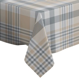Xtremepads Plaid Tan Beige Pattern Pattern - Rectangle Oblong Linen Tablecloth, 54" x 78" inches Washable Decorative Table Cloth
