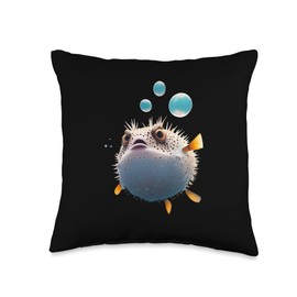 Pufferfish Bubbles Throw Pillow