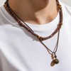 Drosemin Puka Shell Necklace for Men Summer Boho Surfer Brown