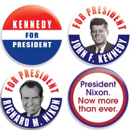Kennedy and Nixon Election Pinback Button/Pin (2.25 inches) for Costume - Set of 4 - For President