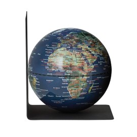 TROIKA Bookglobe Single Metal Bookend Diameter 13 cm Magnetic Balanced Globe Teal Green Topographic Map Weight 0.6 kg in Pretty Box Ideal as a Gift