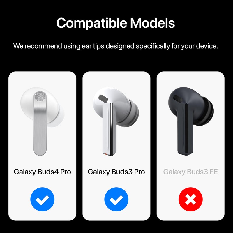 Premium Multi-Flange Eartips for Galaxy Buds3 Pro/Galaxy Buds4 Pro (White,