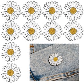 pekifaves Daisy Brooch, Pack of 10 Brooches for Clothes, Daisy Flower Brooches, Pin Brooches, No Sewing, Jeans Pins, for Shirt, Scarves, Dresses, Bags, Backpacks