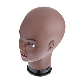 Gatuida African Bald Mannequin Head Model for Wig Display Smooth Skin Head Stand for Hats Glasses Helmets Salon Styling Hair Extension and Headdress Showcase