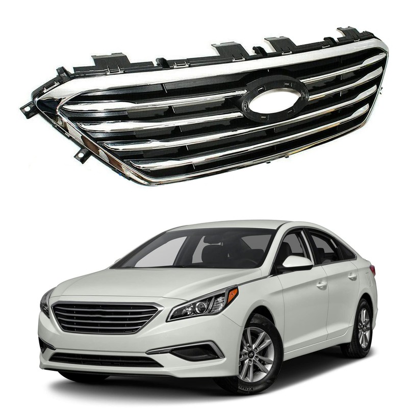 munirater Front Bumper Chrome Grill Factory Style Grille Replacement for