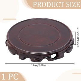 FINGERINSPIRE Solid Wood Display Stand Base 17x2.3cm Round Coconut Brown Wooden Plant Flower Pot Base Buddha Statue, Gemstone, Fish Tank, Teapot Display Pedestals for Home Decoration