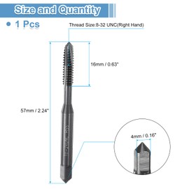 sourcing map Spiral Point Thread Tap 10-24 UNC 2B, Nitride Coated Machine Screw Tap Tapping Bit Threading Repair Tool, M2 High-Speed Steel (HSS)