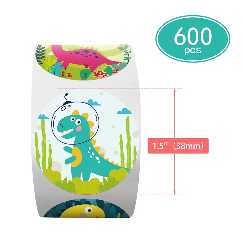 BANPUBASE 600 Dinosaur Stickers, 1.5" Teacher Rewards Stickers for School