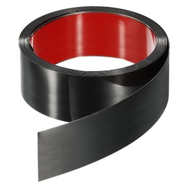 HARFINGTON 16.4ft x 1.97" Wall Trim Peel and Stick Molding Trim Frame, Self Adhesive Stainless Steel Brushed Finish Metal Strip for Wall Ceiling Floor Cabinet Tile Edge, Black