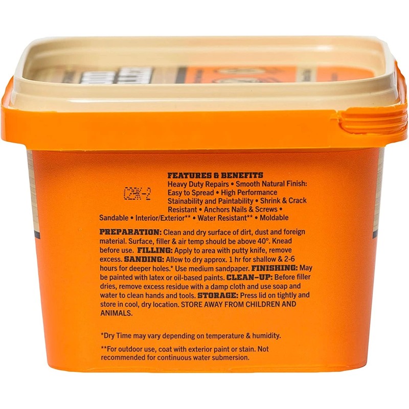 Gorilla 1lb Tub GORILLA All Purpose Wood Filler Interior Exterior