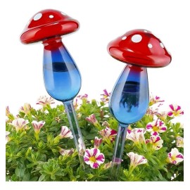 Nihome Mushroom Aqua Spike - Paquete De 2 Bombillas De Riego Color Rojo 2 Setas