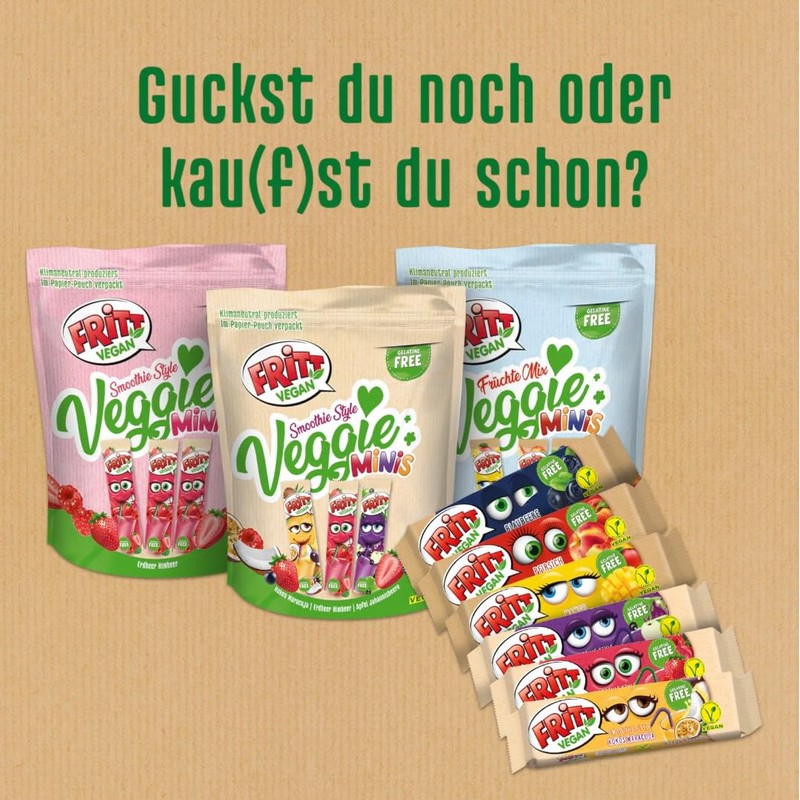 FRITT Vegan Erdbeer & Himbeer Minis 135g, 100% Vegan, Mini
