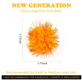 CABAX 1.8'' Assorted Color Sparkle Balls, Tinsel Pom Poms Puff Balls Glitter for Cat Kittens Toys DIY Christmas, 100 Pcs