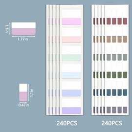 ELII 480 Pcs Morandi Tabs 2 Inch Sticky Index Tabs,Book Tabs Writable and Repositionable File Tabs Flags, Colored Page Markers 12Colors