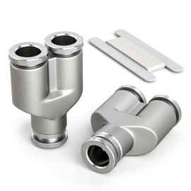 Bwintech Pack of 2 12 mm 3-way Y-splitter with plug-in connection, 3-way stainless steel quick coupling, PY air line adapter