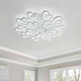 Aiwen Modern LED Ceiling Lights, 37.79 in Acrylic Leaf Flower Fixture with Remote Control, 2800-6500K Dimmable, LED Flush Mount White Ceiling Light, Close to Ceiling Lamp for Living Room