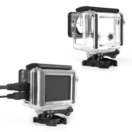 SOONSUN Side Open Skeleton Housing Case with Skeleton BacPac Backdoor and Lens Cap for GoPro Hero 4 3+ 3 Silver Back Camera
