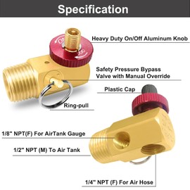 GODESON Air Tank Manifold, Air StorageTank Manifold Bulit With Fill Port, Aluminum Shut Off Valve and Relief Bypass Valve…