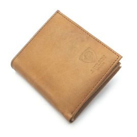 J. Wilson London RFID Blocking Protection Genuine Leather Mens Wallet with Zip Coin Pocket Gift Boxed (Distressed Tan)