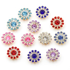 10PCS 14mm Sunflower-Shaped Rhinestone Claw Up Buttons Crystal Glass Stone Button for Clothes Decoration Sewing Buttons Apparel DIY Accessories (Royal Blue)