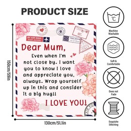 Tomtary for Mum, Birthday Gift for Mum, Mum Blanket Gift from Daughter Son, New Mum Gifts Christmas, Valentines Day Presents for Mum Mother Mummy