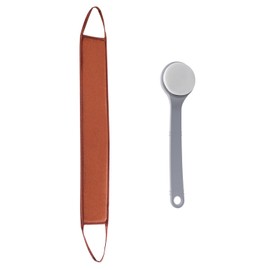 1 Long-Hand Sponge Brush and 1 Body Smear Belt, Bathing Supplies, Body Cleaning Tools, Suitable for Back, Legs, Hands (Gray).
