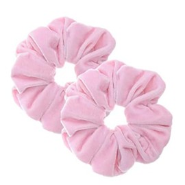 Pack of 2 Large Women Hair Bobbles Velvet Hair Scrunchies Rubber Bands Colourful Elastic Hair Bands for Girls Women Hair Accessories (Light Pink)