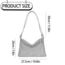 Wisebom Women's Glitter Bag, Adjustable Shoulder Strap, Elegant Bag, Evening Bag, High Capacity with Zip, Clutch, CrossBody Bag, Shoulder Bag for Prom, Wedding, Party, Banquet, gold