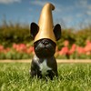 Frenchie Gnome - Black Frenchie Statue with Gold Hat |