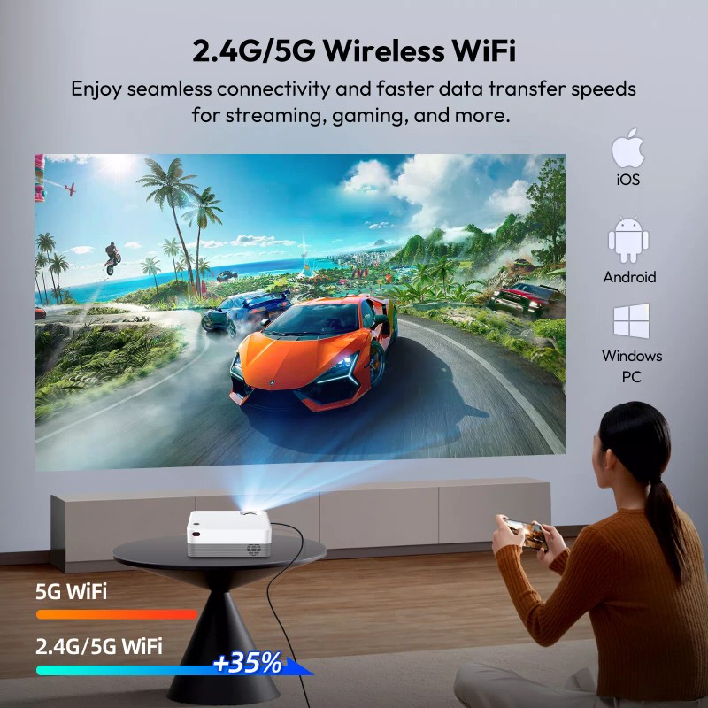XGODY Mini Portable Smart Projector 4K LED Android 5G WIFI