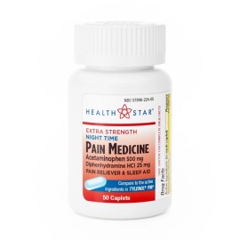 HEALTH STAR E/S NIGHT PAIN MED CPL 50CT