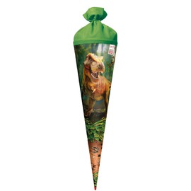 ROTH Motiv-Schultüte, T-Rex Welt, 70 cm, rund, Rot(h)-Spitze, Filzverschluss, Soundmodul