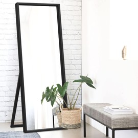 NeuType Full Length Mirror, 59"x20" Full Body Mirror with Stand Floor Mirror Full Length Standing Mirror Wall-Mounted Mirror Hanging or Leaning Against Wall Medium Density Fiberboard Frame (Black)